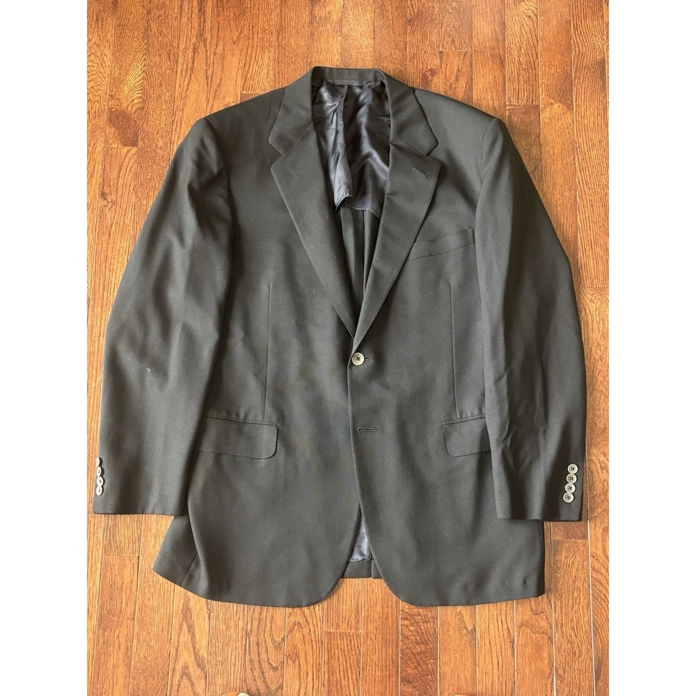 VTG‎ Oxxford Clothes Black Sport coat 43L Super 120s Metal Buttons